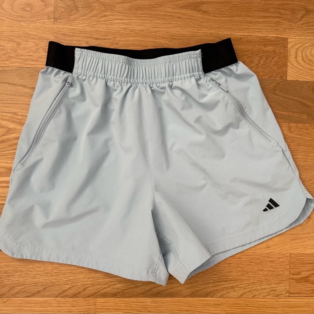 Adidas Light Blue Shorts with Black Waistband